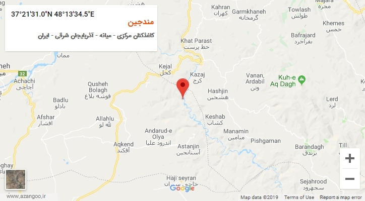 روستای مندجین بر روی نقشه