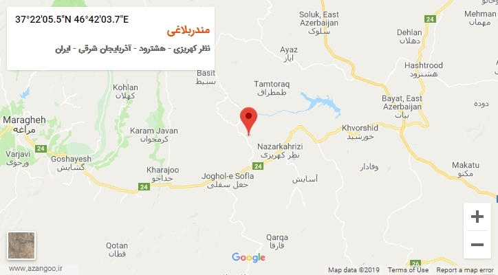 روستای مندربلاغی بر روی نقشه