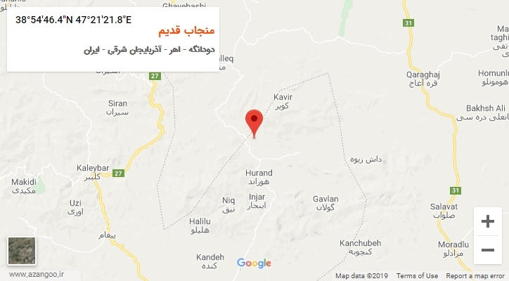 روستای منجاب قدیم بر روی نقشه