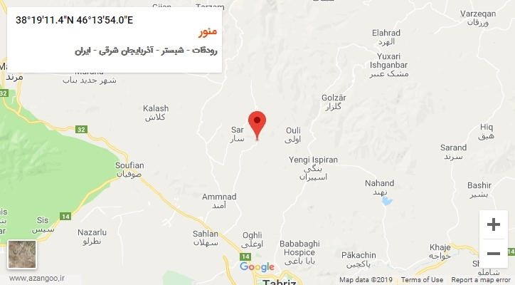 روستای منور بر روی نقشه