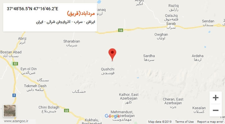 روستای مردآباد(قریق) بر روی نقشه