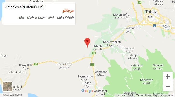 روستای مرجانلو بر روی نقشه