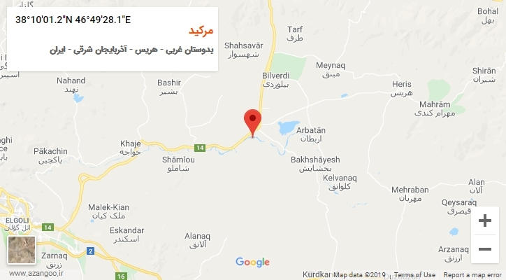 روستای مرکید بر روی نقشه