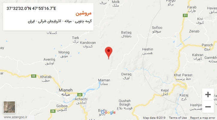 روستای مروشین بر روی نقشه
