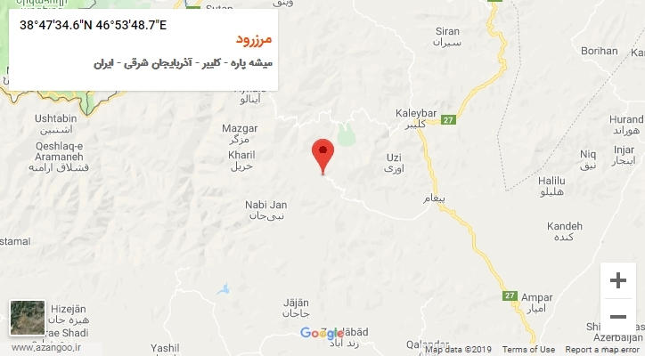 روستای مرزرود بر روی نقشه