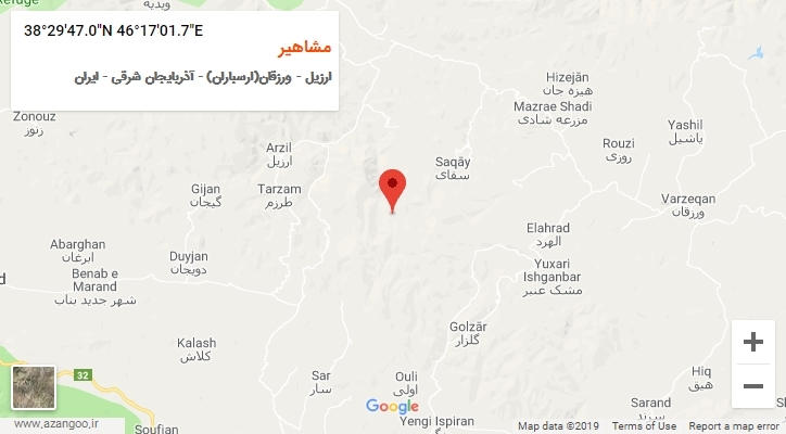 روستای مشاهیر بر روی نقشه