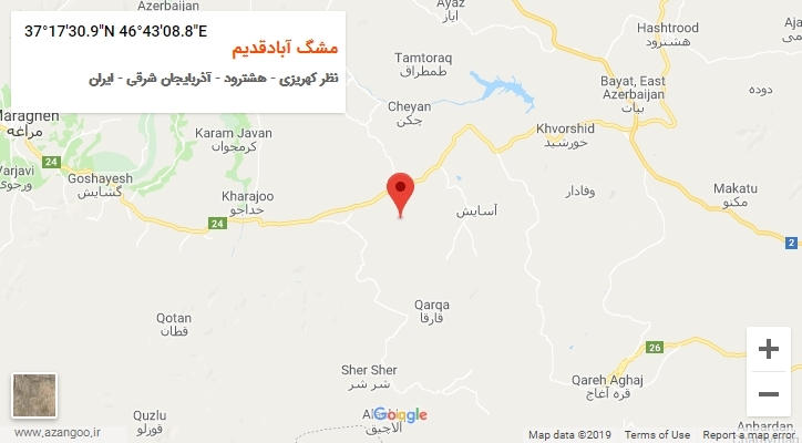 روستای مشگ آبادقدیم بر روی نقشه