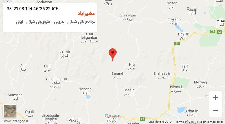 روستای مشیرآباد بر روی نقشه