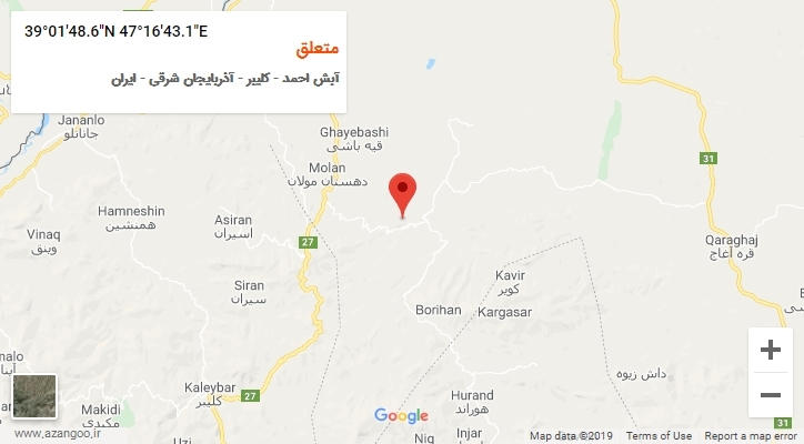 روستای متعلق بر روی نقشه
