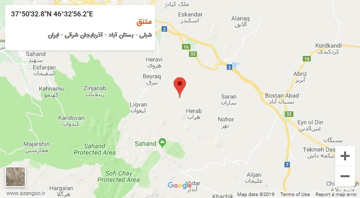 روستای متنق بر روی نقشه