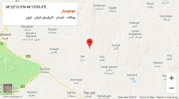 روستای موجومبار بر روی نقشه