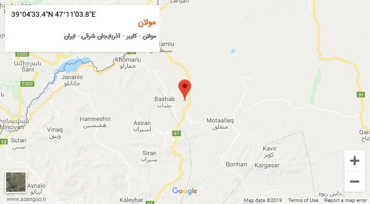 روستای مولان بر روی نقشه