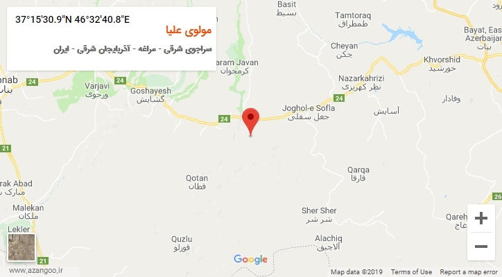 روستای مولوی علیا بر روی نقشه