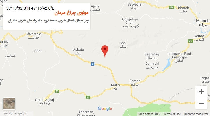 روستای مولوی چراغ مردان بر روی نقشه