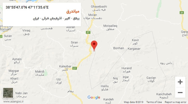 روستای میاندرق بر روی نقشه