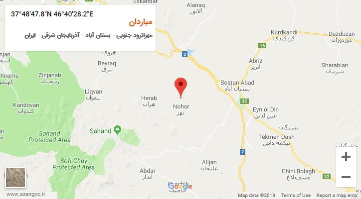 روستای میاردان بر روی نقشه