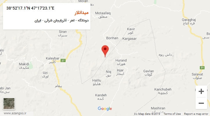 روستای میدانلار بر روی نقشه