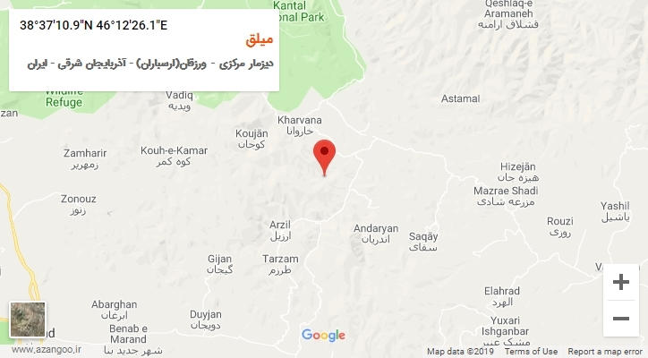 روستای میلق بر روی نقشه