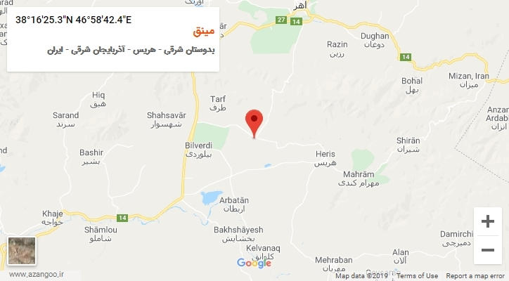 روستای مینق بر روی نقشه