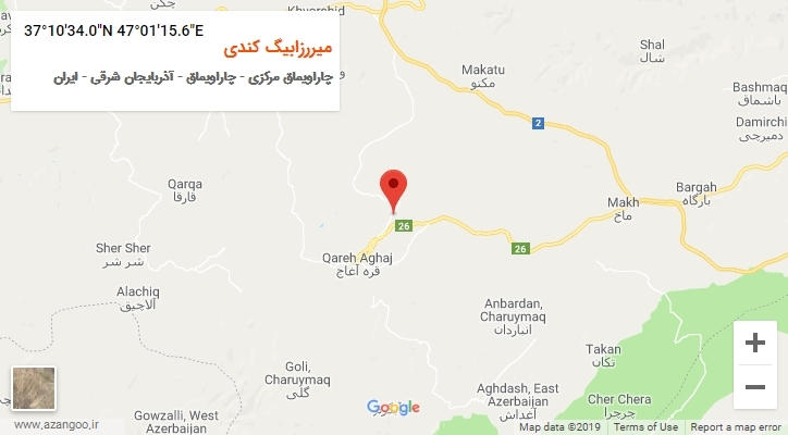روستای میررزابیگ کندی بر روی نقشه