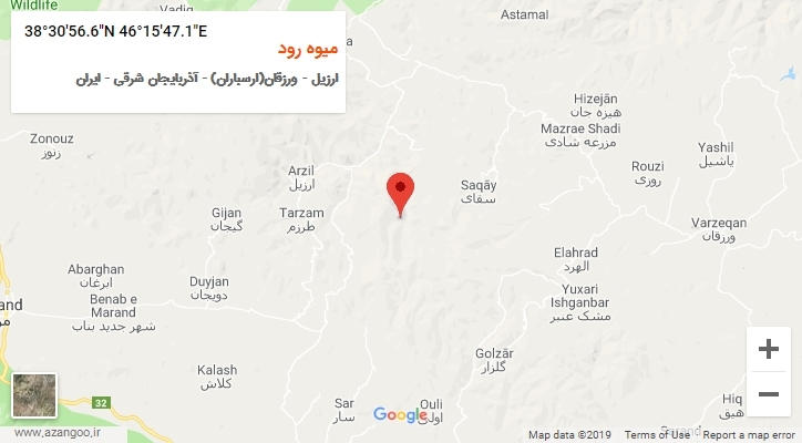 روستای میوه رود بر روی نقشه