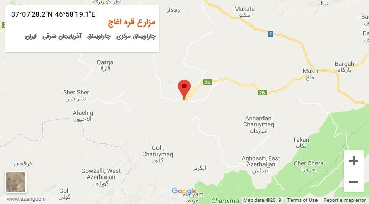 روستای مزارع قره اغاج بر روی نقشه