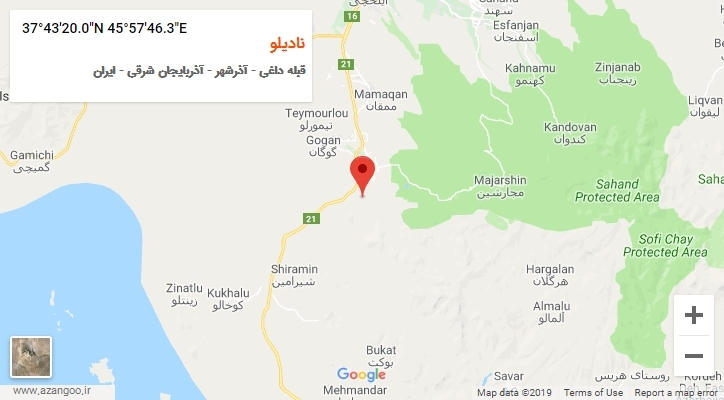 روستای نادیلو بر روی نقشه