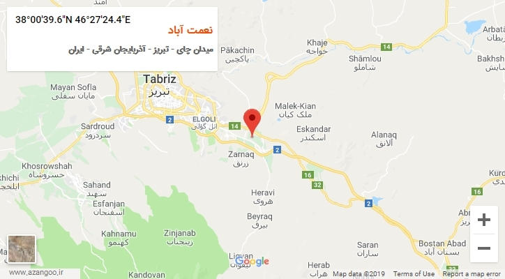 روستای نعمت آباد بر روی نقشه
