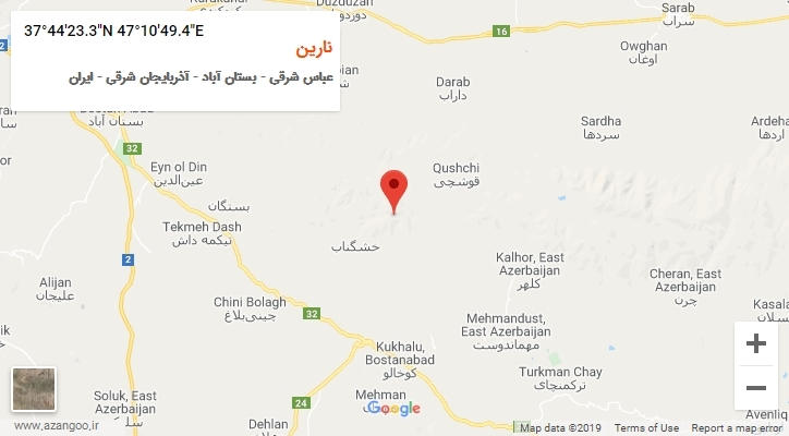 روستای نارین بر روی نقشه