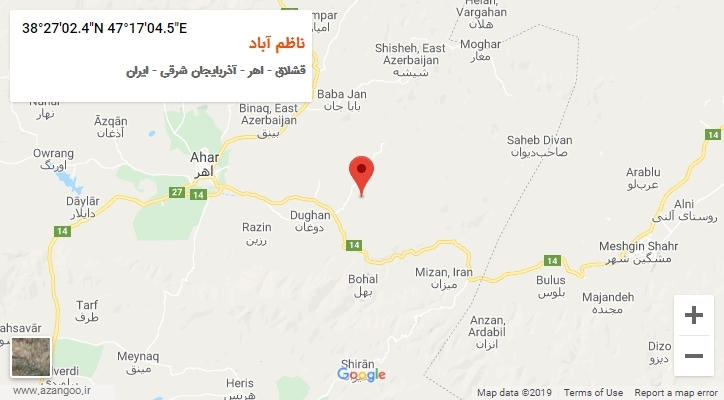 روستای ناظم آباد بر روی نقشه