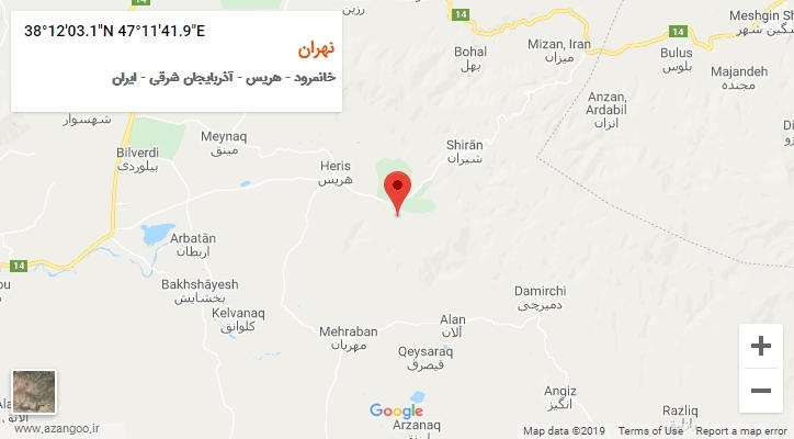 روستای نهران بر روی نقشه