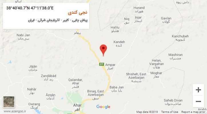 روستای نجی کندی بر روی نقشه