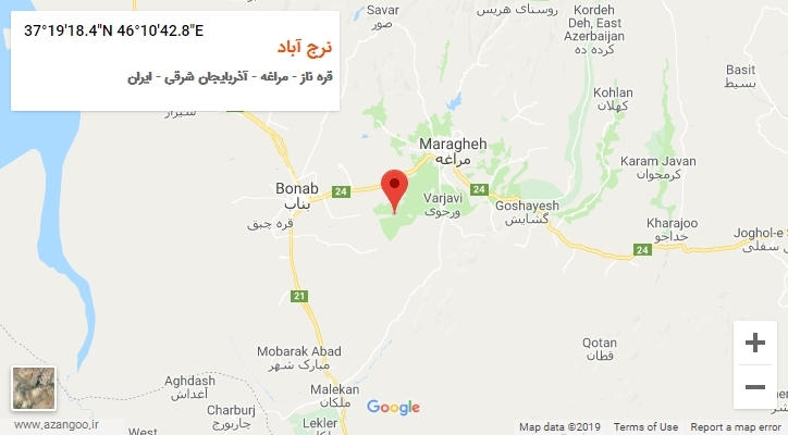 روستای نرج آباد بر روی نقشه