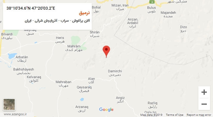 روستای نرمیق بر روی نقشه