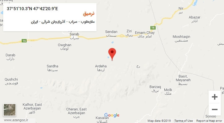 روستای نرمیق بر روی نقشه