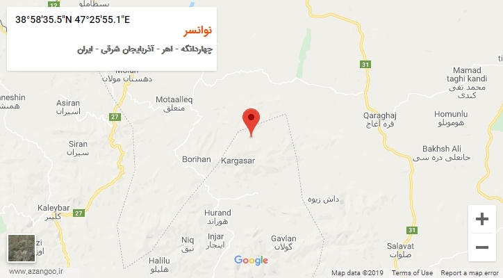 روستای نوانسر بر روی نقشه