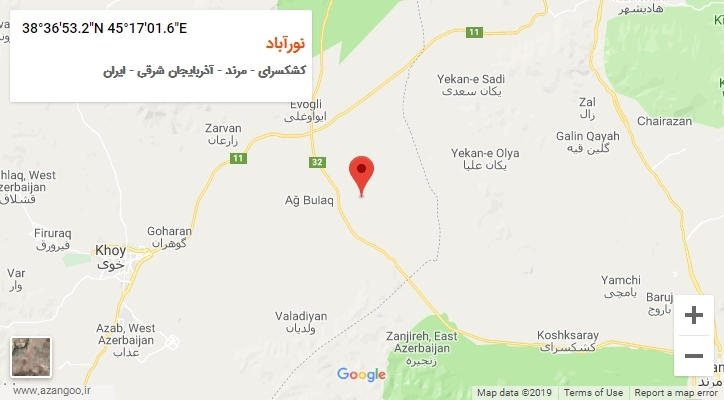 روستای نورآباد بر روی نقشه