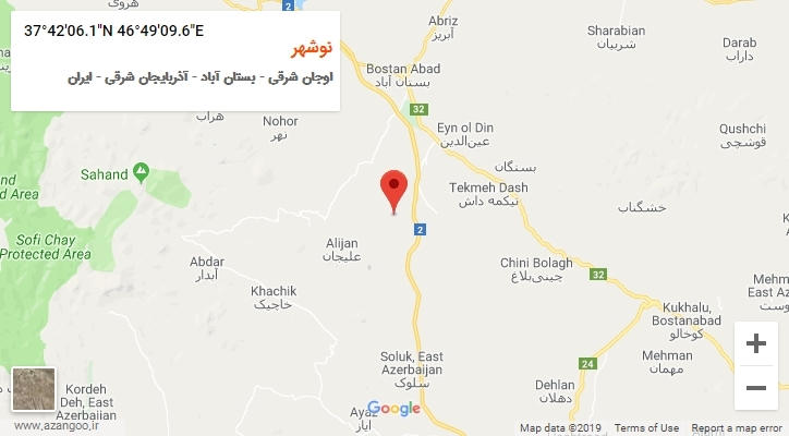 روستای نوشهر بر روی نقشه