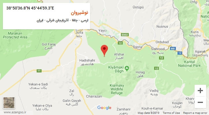 روستای نوشیروان بر روی نقشه