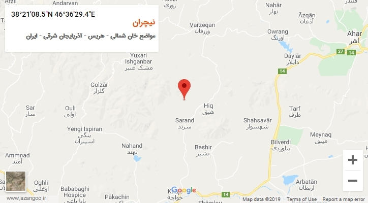 روستای نیچران بر روی نقشه