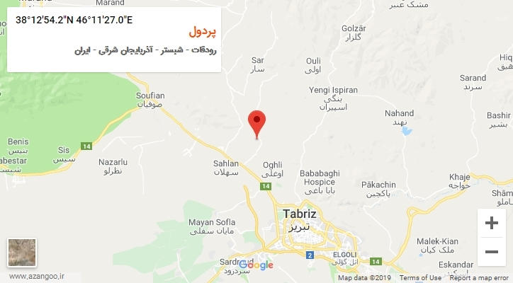 روستای پردول بر روی نقشه