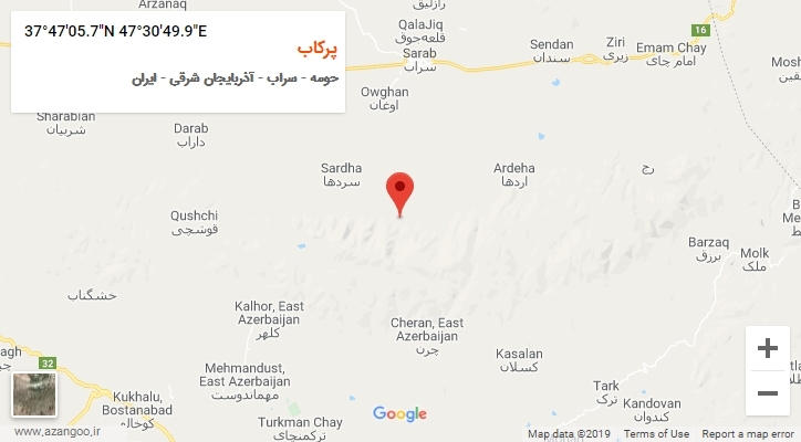 روستای پرکاب بر روی نقشه