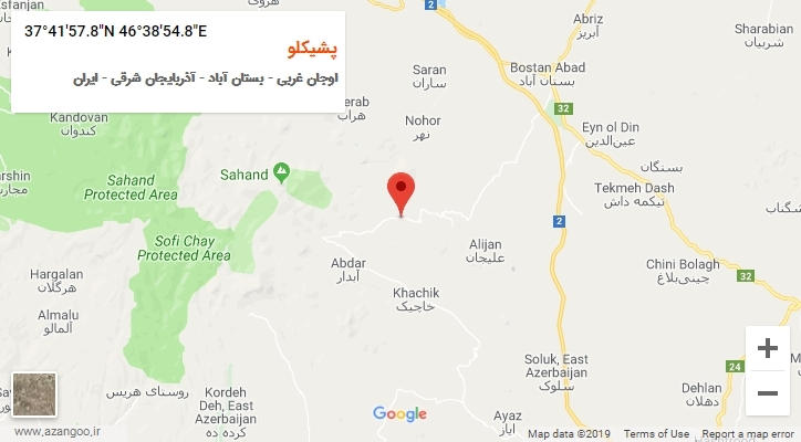 روستای پشیکلو بر روی نقشه