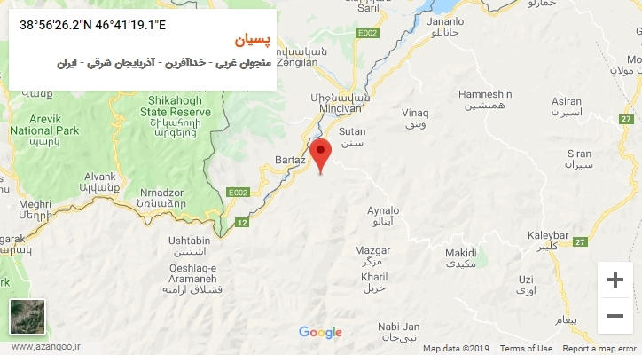 روستای پسیان بر روی نقشه