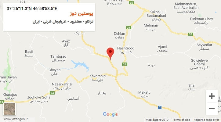 روستای پوستین دوز بر روی نقشه
