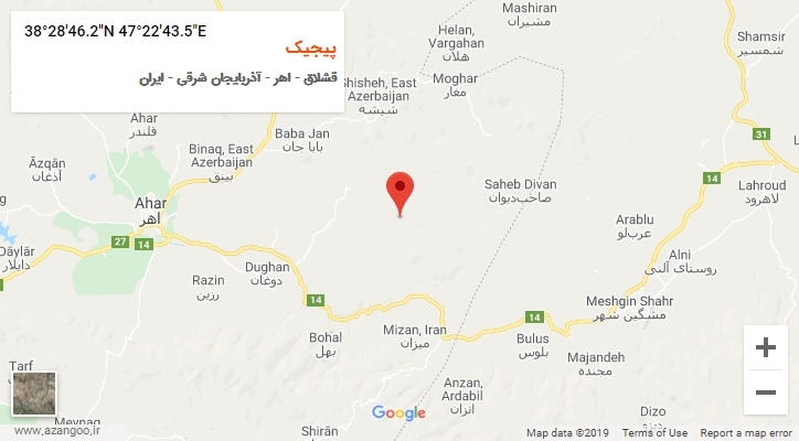 روستای پیجیک بر روی نقشه