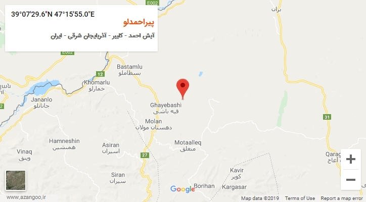 روستای پیراحمدلو بر روی نقشه