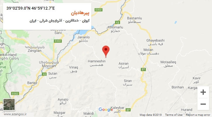 روستای پیرهادیان بر روی نقشه