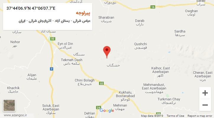 روستای پیرلوجه بر روی نقشه