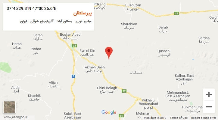 روستای پیرسلطان بر روی نقشه